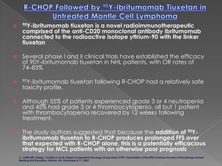 Czuczman M, Reeder CB, Polikoff J, et alPresentation at the 49th American Society of Hematology Annual Meeting and Exposition; Atlanta, GA. December 8-11, 2007Lenalidomide Oral Therapy for Peripheral T-Cell LymphomaAll patients (N=10) had either relapsed or refractory disease (n=8) or were untreated because of a comorbid illness that prevented standard chemotherapyThe OR rate to lenalidomidemonotherapy in this first set of PTCL patients was 44%. All of these patients had a PR; an additional patient exhibited SD. 