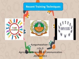 Kungumaselvan T
I-Ph.D
Agricultural Extension & Communication
2019607011
Recent Training Techniques
 