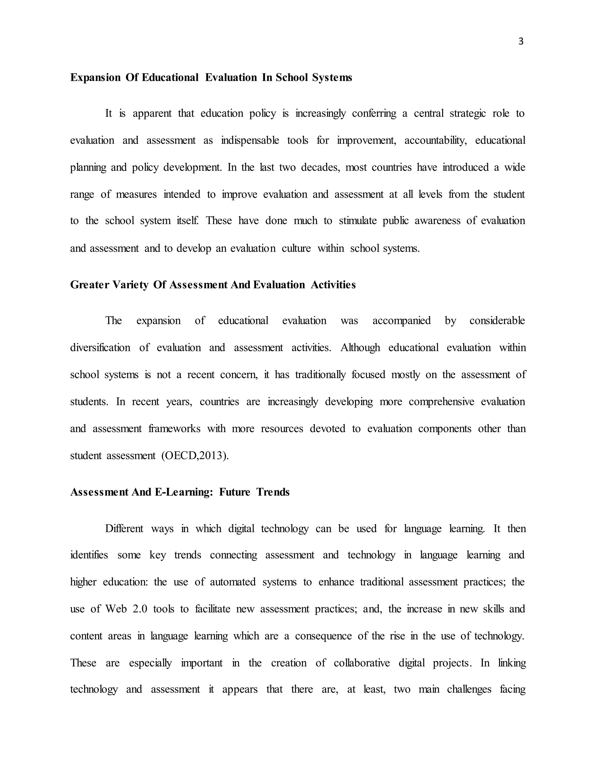 Recent trends and issues in assessment and evaluation