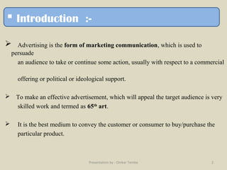 Advertisement. Recent Topics Recent Trends in Advertising | PPT