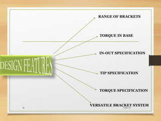 RANGE OF BRACKETS
TORQUE IN BASE
IN-OUT SPECIFICATION
TIP SPECIFICATION
TORQUE SPECIFICATION
VERSATILE BRACKET SYSTEM
5-Jun-1626
 