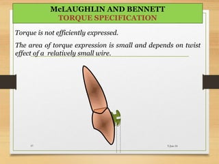 Torque is not efficiently expressed.
The area of torque expression is small and depends on twist
effect of a relatively small wire.
5-Jun-1637
McLAUGHLIN AND BENNETT
TORQUE SPECIFICATION
 