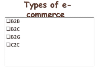 Types of e-
commerce
 