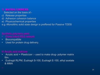 Recent updates in synthetic polymers used in drug delivery systems | PPT
