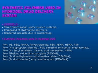 Recent updates in synthetic polymers used in drug delivery systems | PPT