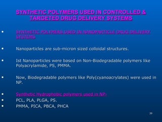 Recent updates in synthetic polymers used in drug delivery systems | PPT