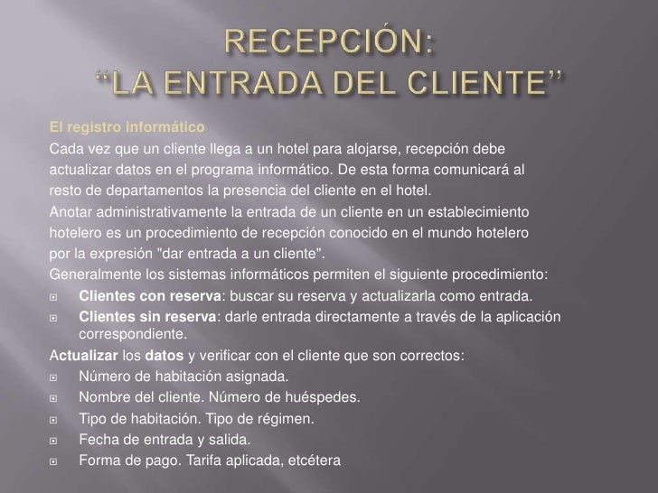 Recepción checkin