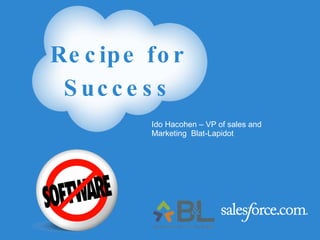 Ido Hacohen – VP of sales and  Marketing  Blat-Lapidot Recipe for Success 