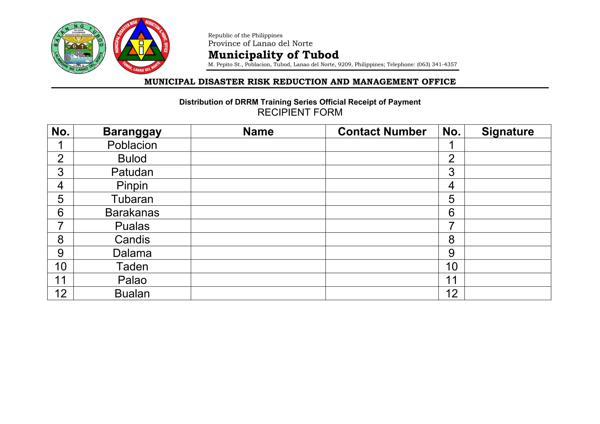 Recepient Form BDRRM - Copy.docx CBDRRM_ | DOCX