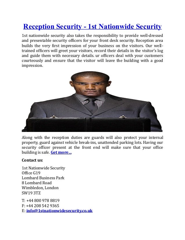 Reception Security 1stnationwidesecurity