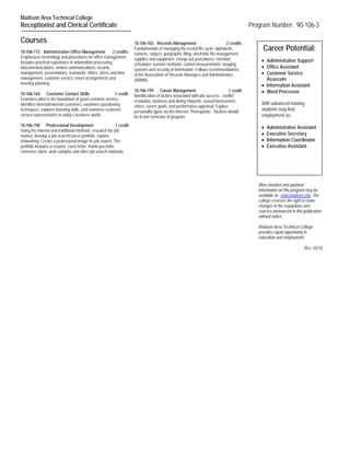 Receptionist clerical and office assistant certificate Receptionist clerical and office assistant certificate