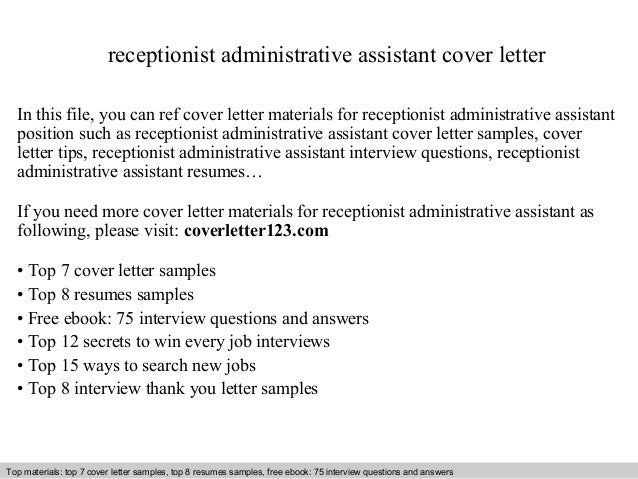 receptionist administrative assistant cover letter resume cover letter sample for administrative assistant job