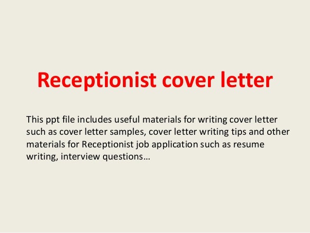 receptionist cover letter cover letter sample for receptionist job