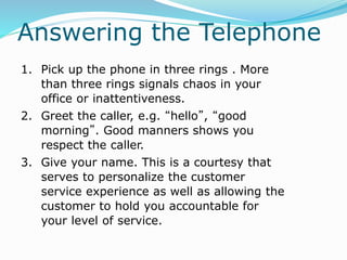 Receptionist & telephone handling | PPTX