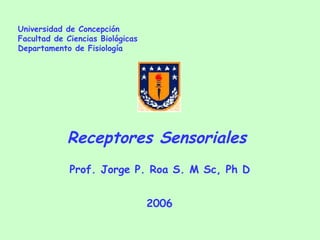 Universidad de Concepción Facultad de Ciencias Biológicas Departamento de Fisiología Receptores Sensoriales  Prof. Jorge P. Roa S. M Sc, Ph D 2006 