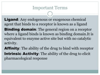 Role of receptors in drug design | PPTX