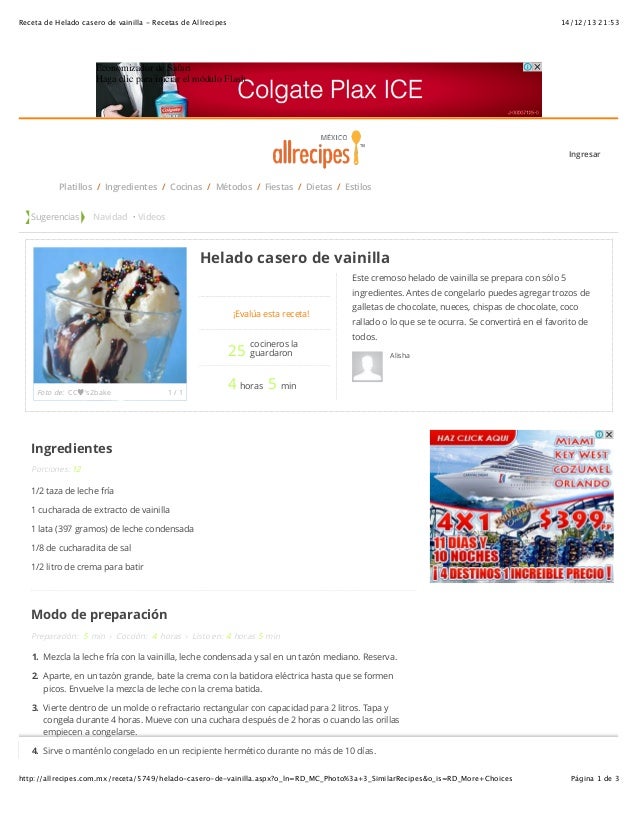 Receta De Helado Casero Sin Mquina Placer Al Plato