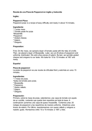 Ingredientes De La Receta De Pizza