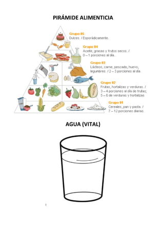PIRÁMIDE ALIMENTICIA
AGUA (VITAL)
I
 