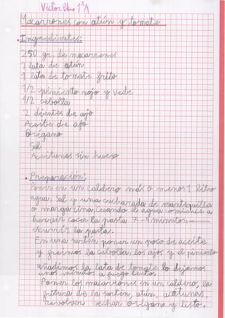 Recetas cocina 1ºA