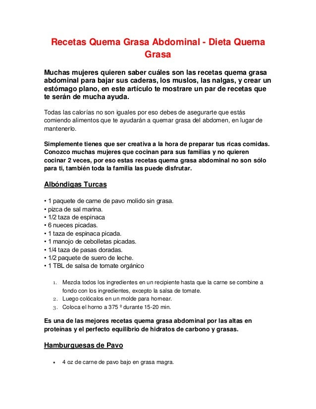 Recetas Quema Grasa Abdominal - Dieta Quema Grasa Recetas Quema Grasa Abdominal - Dieta Quema Grasa