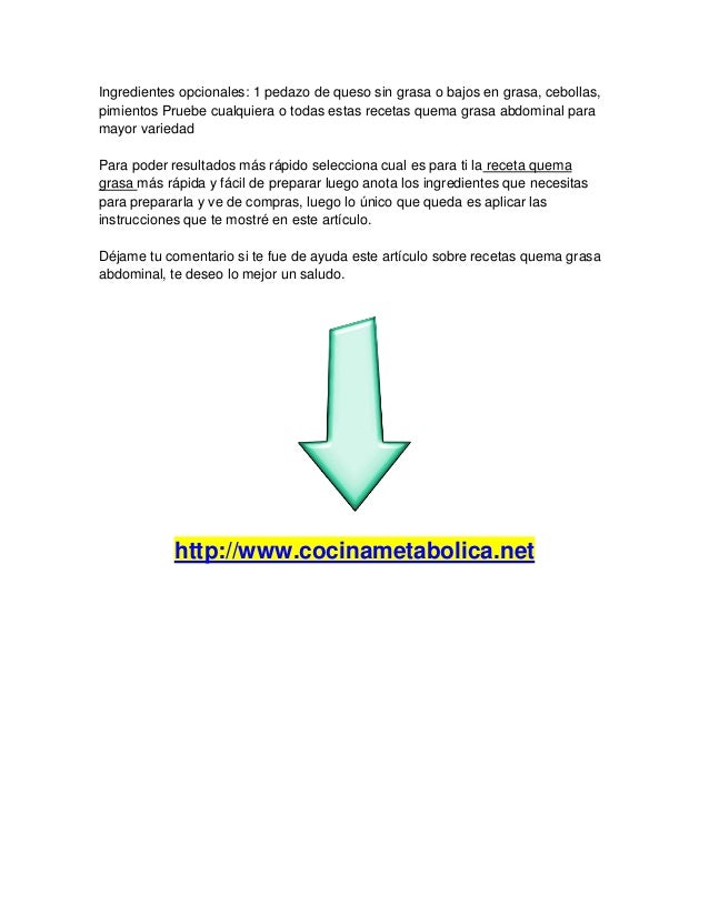Recetas Quema Grasa Abdominal - Dieta Quema Grasa Recetas Quema Grasa Abdominal - Dieta Quema Grasa