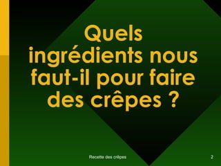 Quels ingrédients nous faut-il pour faire des crêpes ? 
