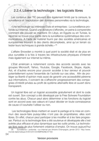 55 
La Societé civile et la diffusion des TIC au sein du gouvernorat de Sidi Bouzid 
Version provisoire 
des logiciels lib...