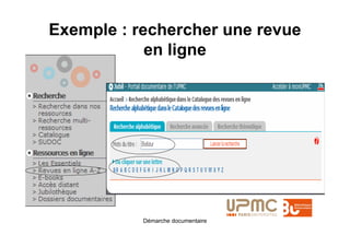 Exemple : rechercher une revue
            en ligne




           Démarche documentaire
 