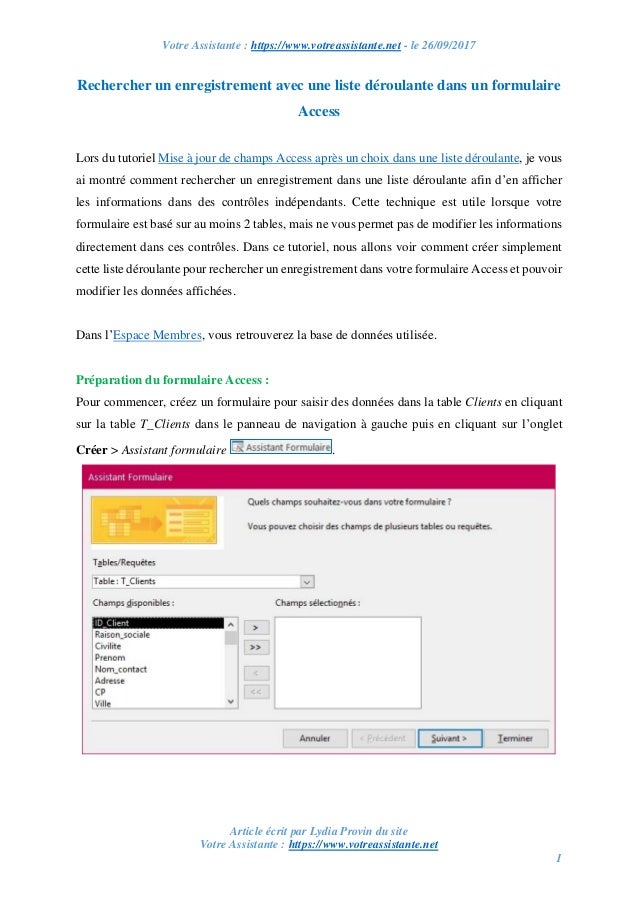 Rechercher Un Enregistrement Avec Une Liste Deroulante Dans Un Formul
