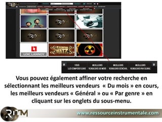 Vous pouvez également affiner votre recherche en
sélectionnant les meilleurs vendeurs « Du mois » en cours,
  les meilleurs vendeurs « Général » ou « Par genre » en
           cliquant sur les onglets du sous-menu.
 