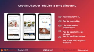 Paris 2021 Cycle Tech SEO
Google Discover : réduire la zone d’inconnu
30
 