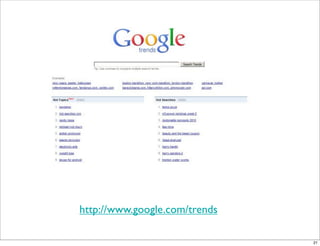 http://www.google.com/trends

                               21
 