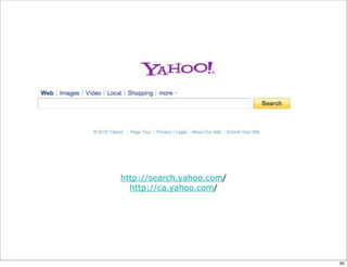 http://search.yahoo.com/
  http://ca.yahoo.com/




                           65
 