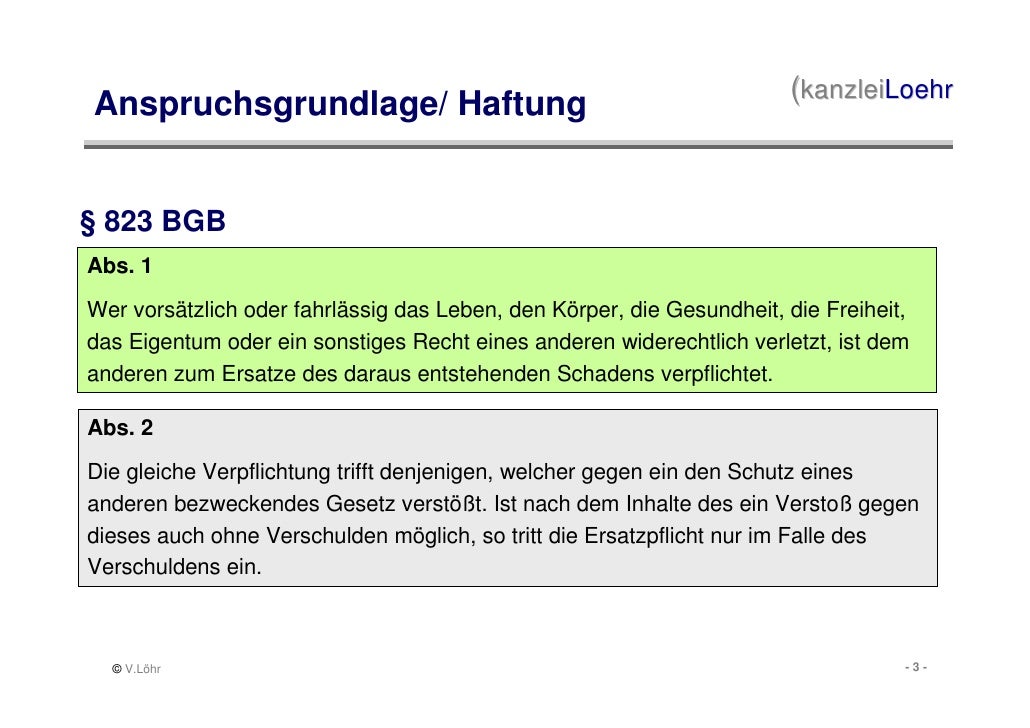 Paragraph 823 Bgb Beispiel Recht und Haftung bei Gehörschäden