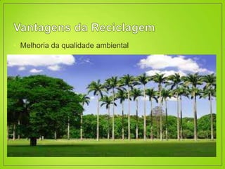 • Melhoria da qualidade ambiental
 