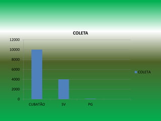 0
2000
4000
6000
8000
10000
12000
CUBATÃO SV PG
COLETA
COLETA
 