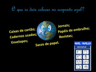 O que se deve colocar no ecoponto azul?
 