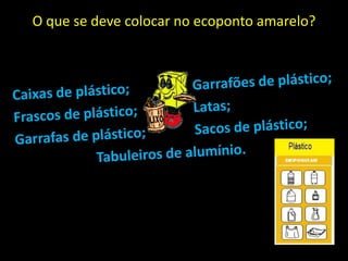 O que se deve colocar no ecoponto amarelo?
 