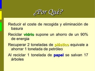 ¿Por Qué? Reducir el coste de recogida y eliminación de basura 