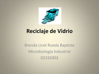 Reciclaje de Vidrio Brenda Licet Rueda Baptiste Microbiología Industrial 02332002 