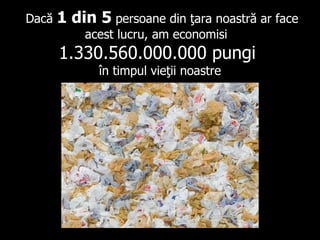 Dacă   1  din  5   persoane din ţara noastră ar face acest lucru, am economisi   1.330.560.000.000  pungi   în timpul vieţii noastre 