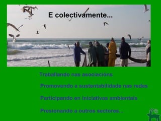 E colectivamente... Traballando nas asociacións Promovendo a sustentabilidade nas redes Participando en iniciativas ambientais Presionando a outros sectores... 