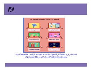 http://www.bbc.co.uk/schools/scienceclips/ages/9_10/science_9_10.shtml http://www.bbc.co.uk/schools/ks2bitesize/science/ 