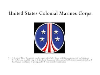 United States Colonial Marines Corps ,[object Object]
