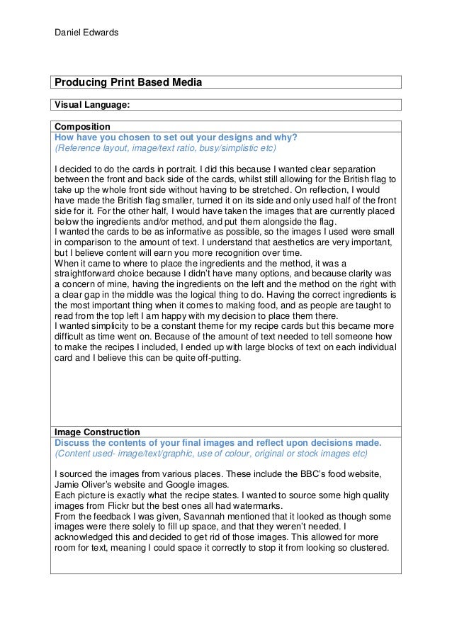 recipe card layout