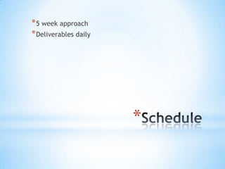 Work Approach Phase 1 - Program Architecture Data Sources – Nutritional Facts, Recipes System & Hardware – Kiosks, Servers Software – Crawlers (Nutritional Facts, Recipe) 