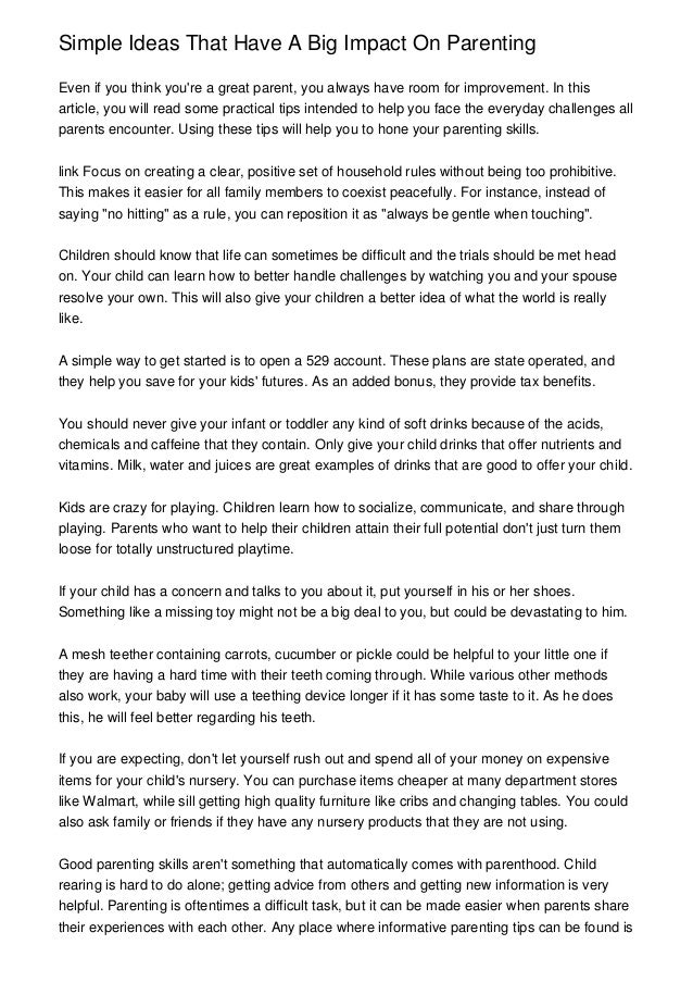 Simple Ideas That Have A Big Impact On Parenting