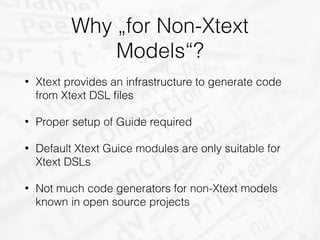 Recipes to build Code Generators for Non-Xtext Models with Xtend | PDF