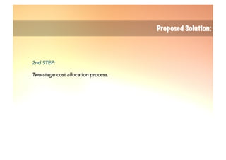 2nd STEP:
Two-stage cost allocation process.
Proposed Solution:
 